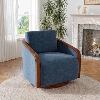 modern upholstered swivel accent chair ,navy