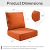 24 in. x 24in. x 6in. 2-Piece Deep Seating Water & Fade Resistant Outdoor Lounge Chair Replacement Cushion Set in Orange