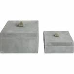 Sagebrook Home 2-Pieces Harcourt Suede Boxes With Stone Knoh