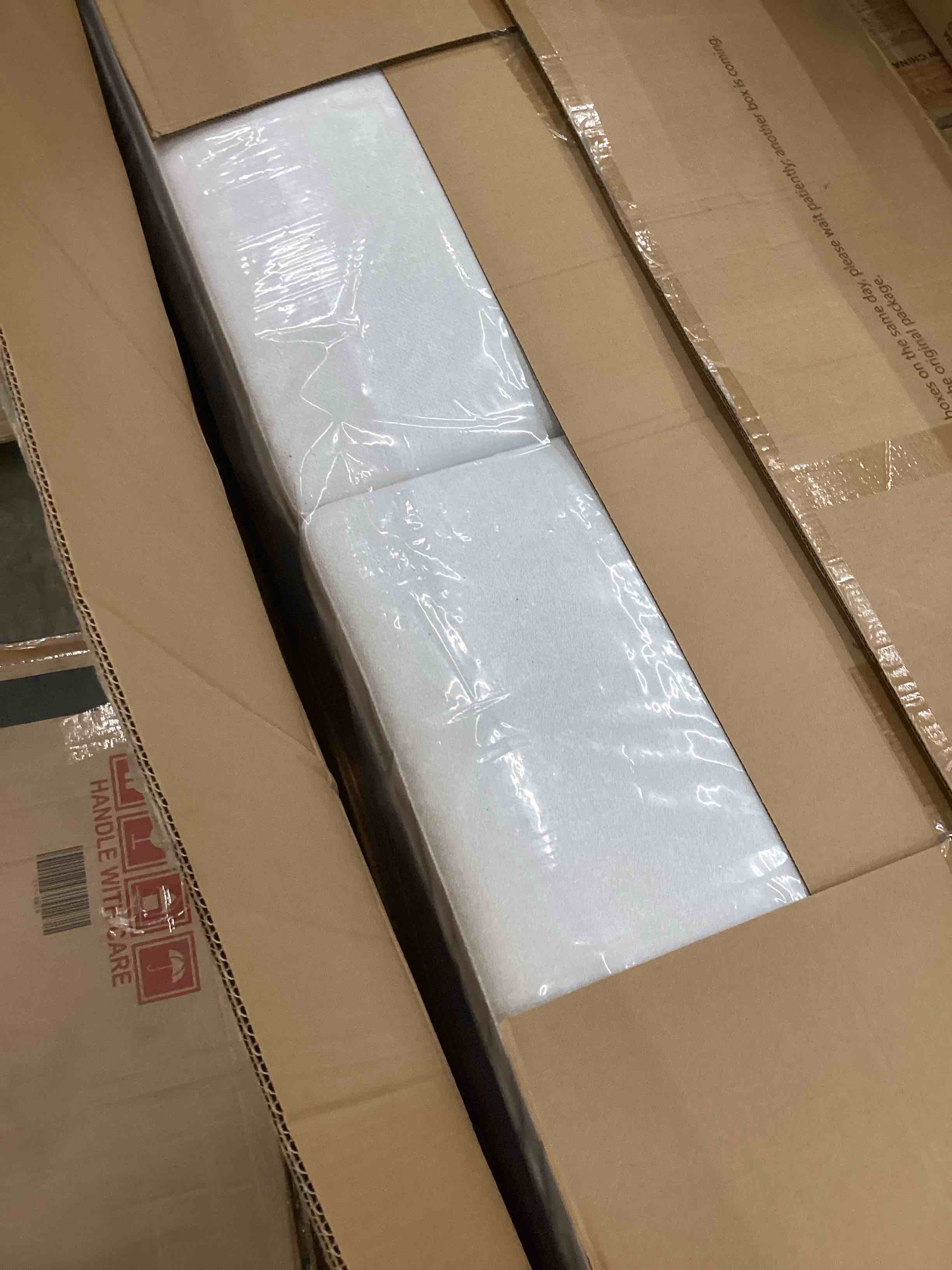 Condition photo showing New/Like New for 96 in. l shaped chenille modern cloud sectional sofa in white with 2-pillows, (incomplete only box #2 of 3) 
