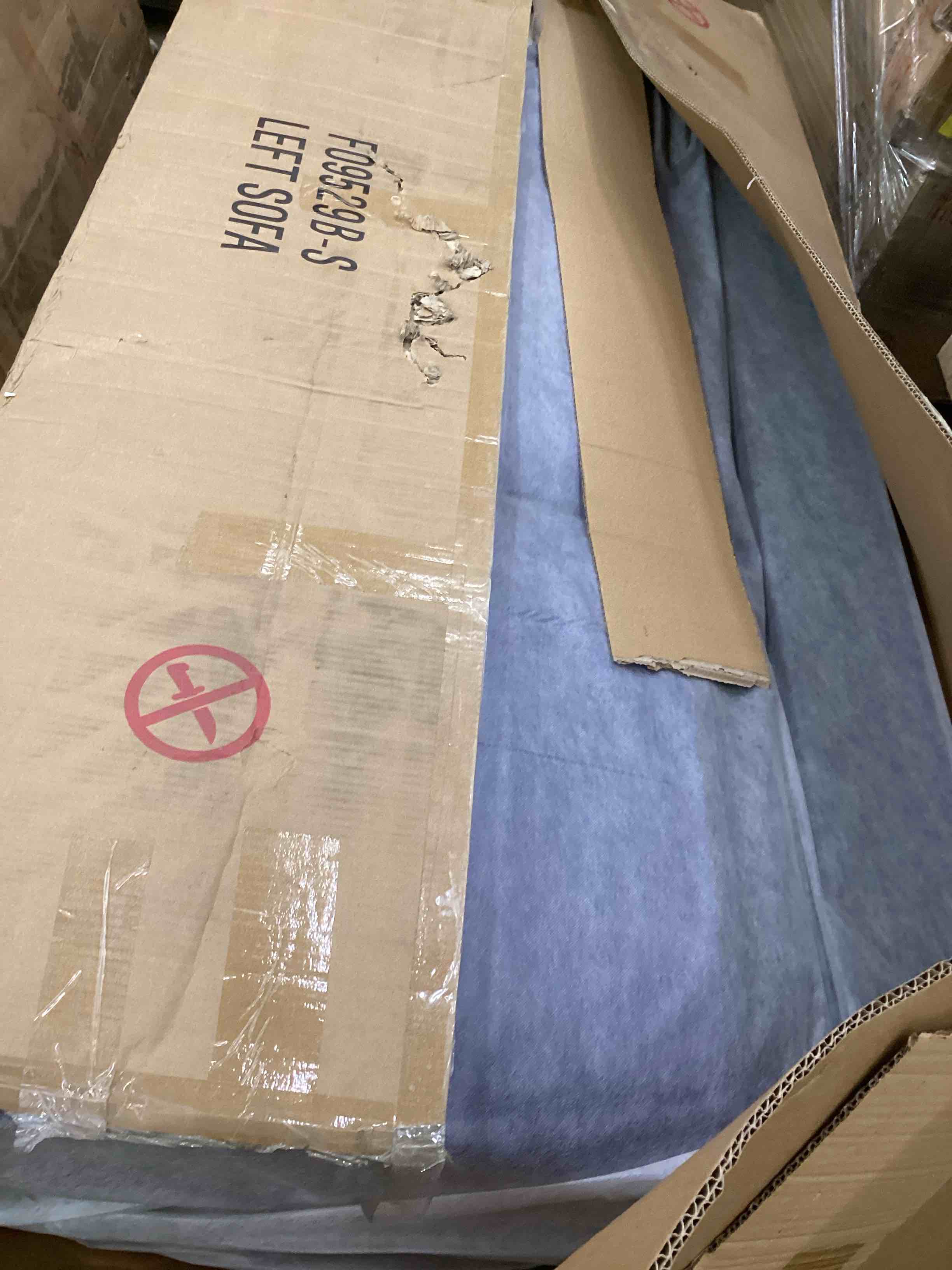 Condition photo showing Good Condition for kisrais 103" wide 2-piece vegan leather sectional sofa brand: kisrais navy (incomplete only left sofa) 