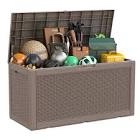 EasyUp 100 Gal. Light Brown Wicker Resin Outdoor Deck Box