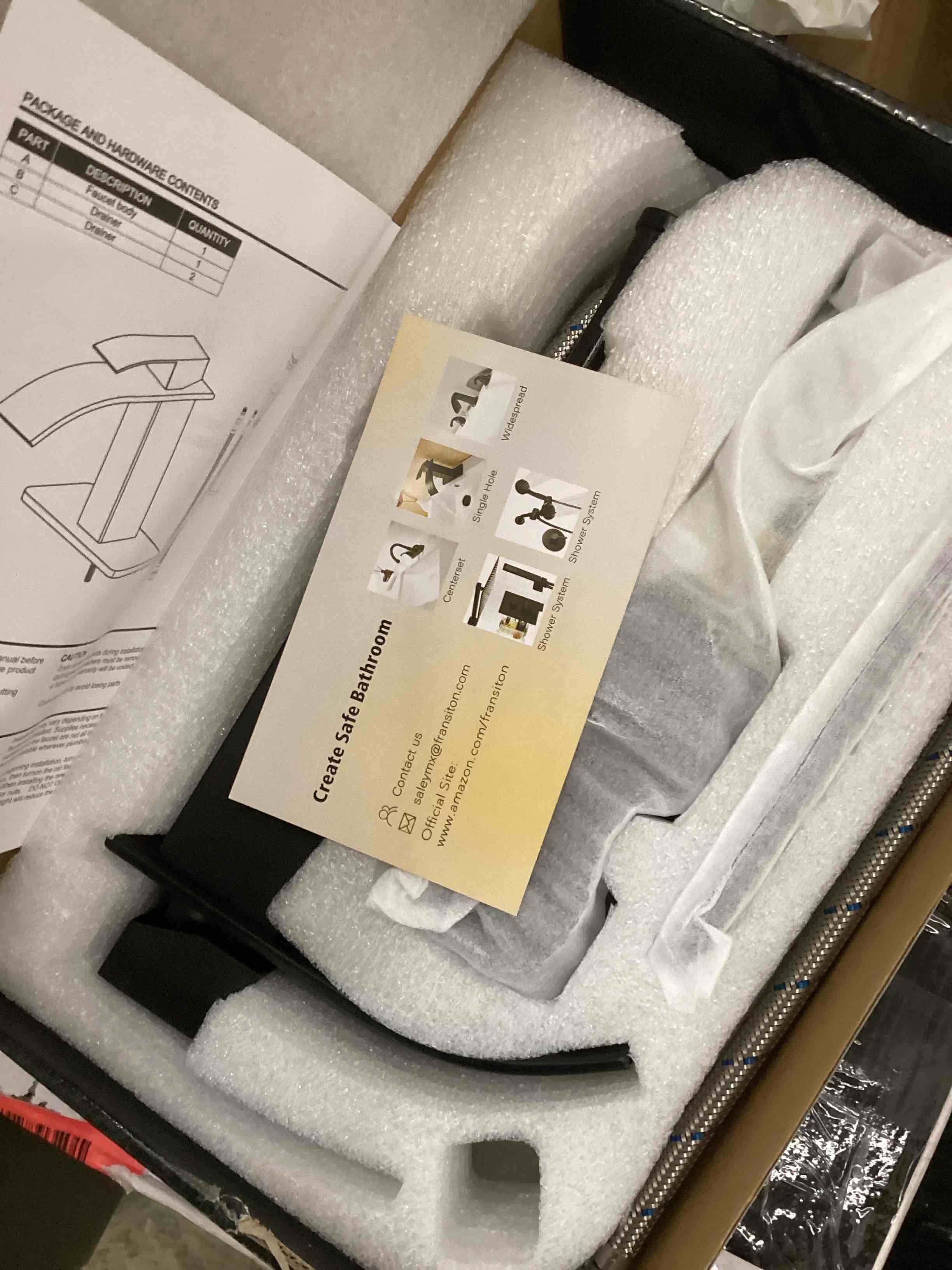 Condition photo showing Good Condition for black bathroom faucet, stainless steel vanity bathroom sink faucet with pop up drain stopper and water hoses, easy to install bathroom faucet 1 hole for bathroom sink, vanity, rv, farmhouse
