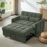 Pull-Out Sofa Bed ?Loveseat Sofa? Sleeper Sofa?3 in 1?52.8" ?Fabric? Adjustable Backrest, armrests?3-USB Ports?2-Lumbar Pillows ?Living Room, green (incomplete one box of two only)