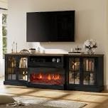 98" Farmhouse TV Stand with 36" Fireplace for Ling Room,Media Entertainment Center with Adjus' ole Shelves and Large Storage Cabinets, TVs up to 100"  (incomplete 1 box  of 3 only)
