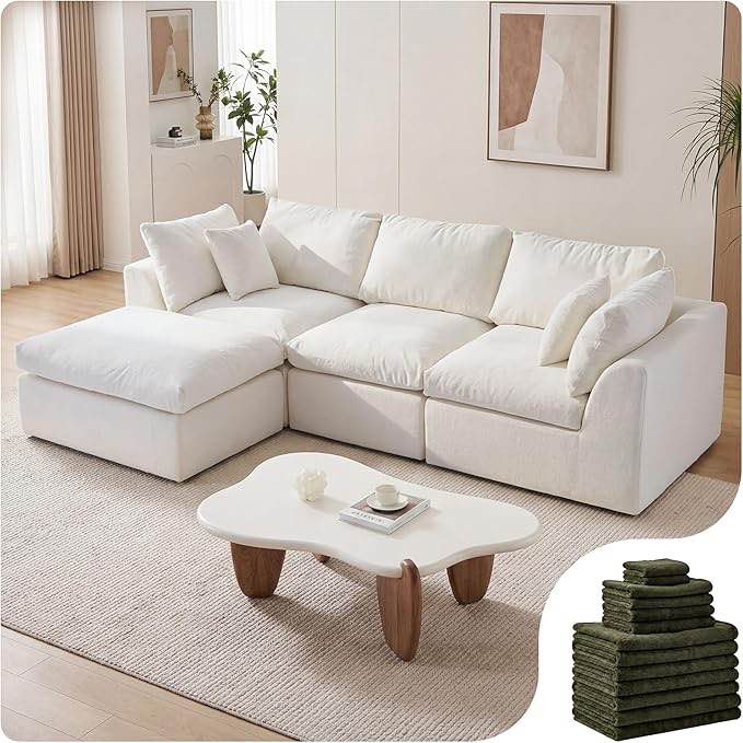 Cloud Sectional Couches, with 1 Extra Washable Cover (2-boxes)