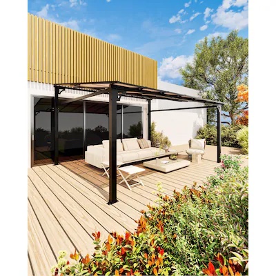 Garvee 12x16 FT Gazebo for Patio Wall Mounted Lean to Hardtop Gazebo Pergola (BOX D only, incomplete’ 