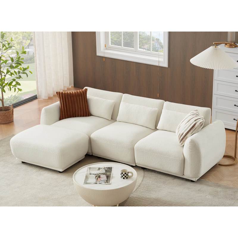 ballyrobert 4 - piece upholstered sectional teddy wool modern sectional sofa 3 seat l shaped convertible modular sectional sofa with reversible ottoman (only 1 seat) 