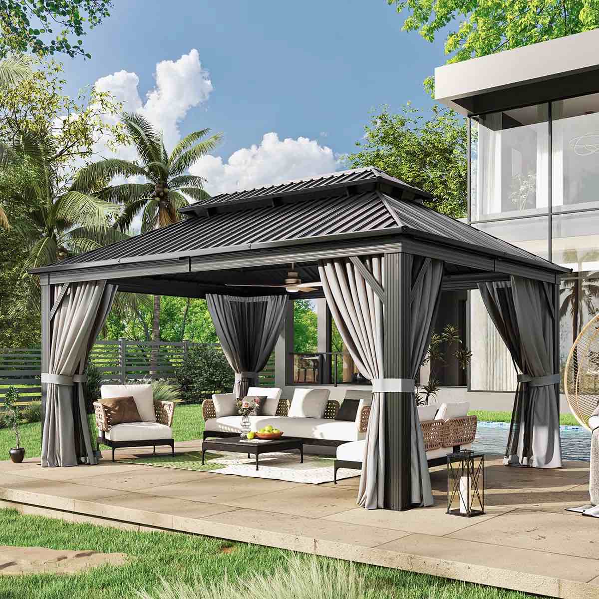 16 ft. w x 12 ft. d metal patio gazebo ( box 1 for 3 only) 