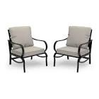 PHI VILLA Metal Patio Chairs Set of 2, Outdoor Chairs with 5.75" Extra Thick Cushion, 2 Pieces All Weather Deep Seat Outdoor Front Porch Seating Furniture for Deck Balcony, Beige (not included cushions covers)