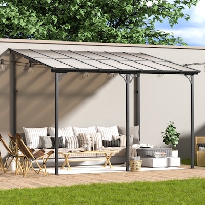 AOXUN Pergola 10-ft W x 14-ft L x 8-ft 2-in H Gray Metal Freestanding Pergola (incomplete one box of two only )