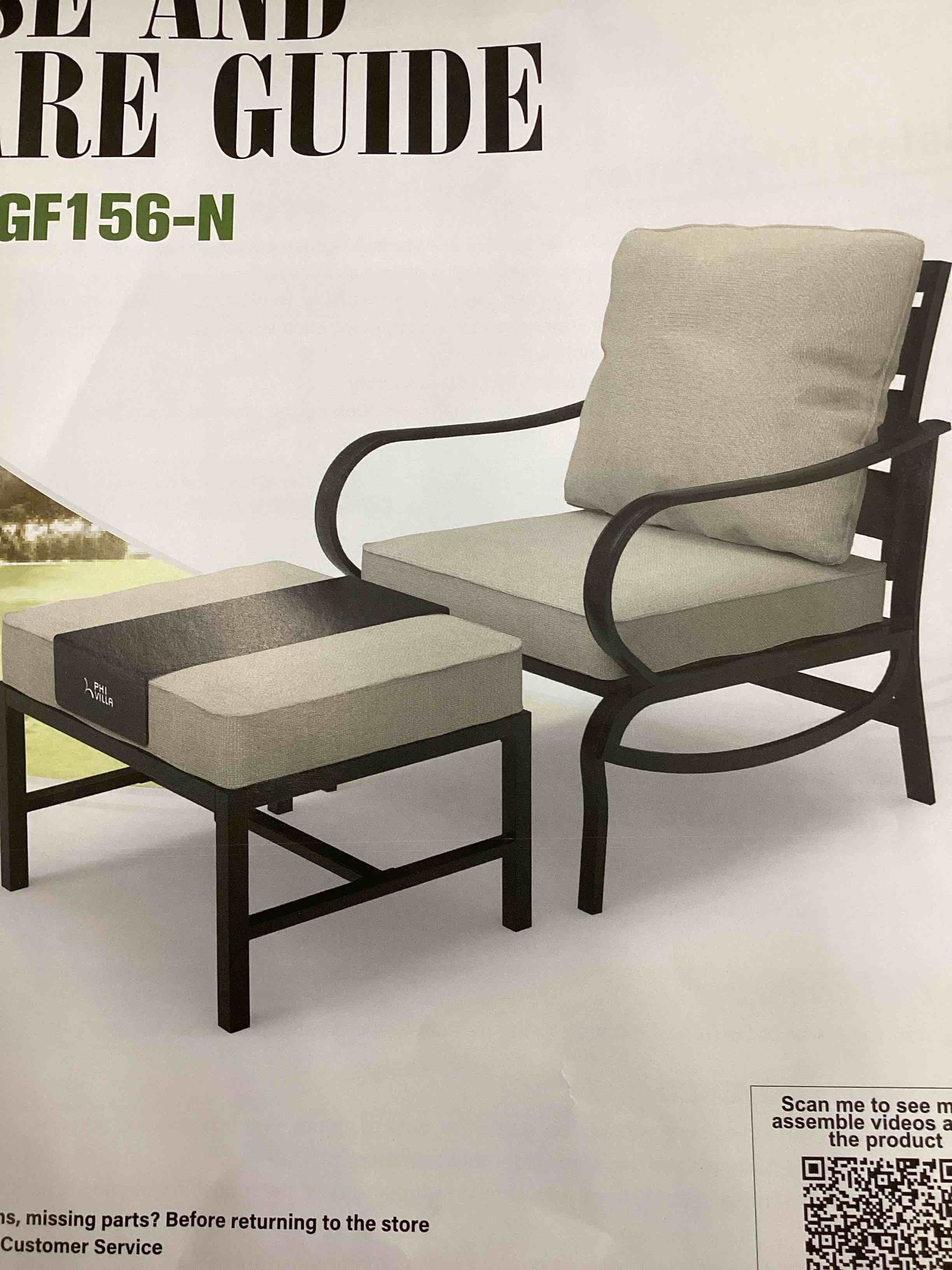 Outdoor Patio Chair and Ottoman (not included cushions covers)