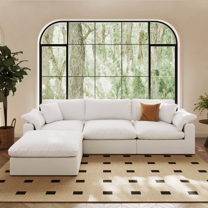 oversized cloud modular sectional sofa, comfy down filled sectional sofa, upholstered deep seat couches for living room, detachable & washable for all sofa covers (incomplete one box only)