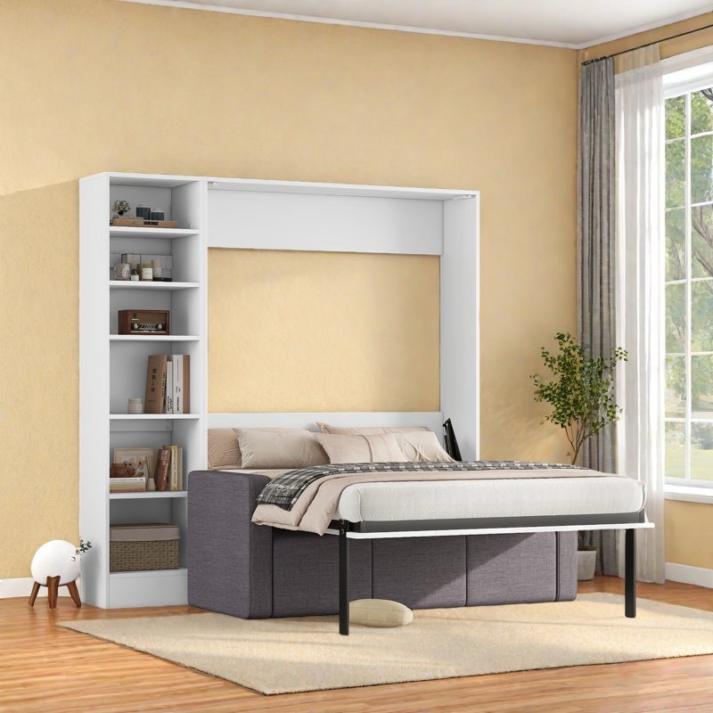 rouzbeh modern murphy bed with sofa and shelves (incomplete 1 box of 6 only)