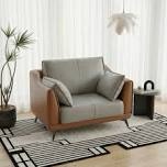 Modern Armchair 41.7", Orange Faux Leather Accent Chair with Cushion, Solid Wood & Metal Frame By PillieFur