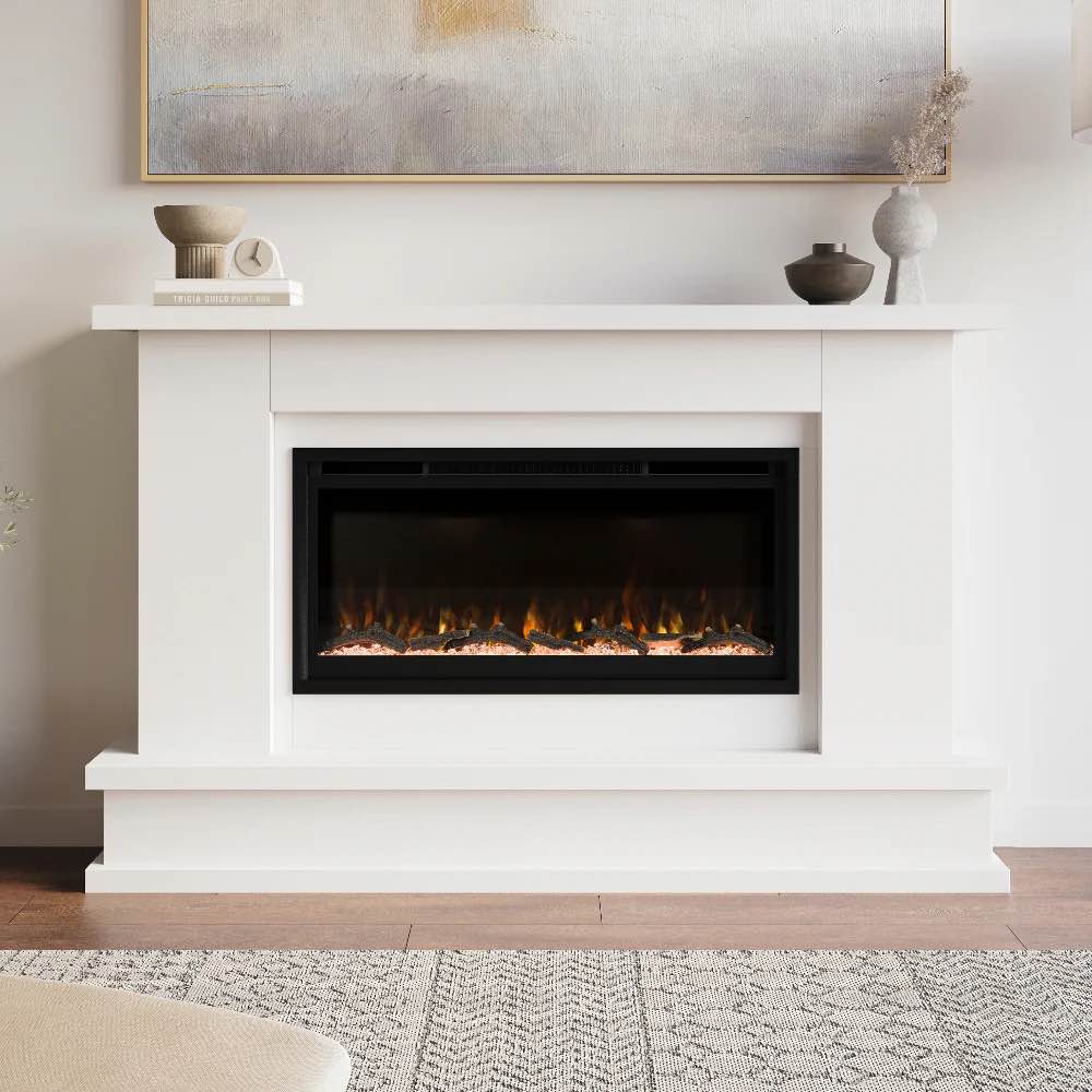 Modern Ember Patton Linear Mantel white (don’t include fireplace ) 