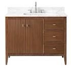 Vanity Art 42 in. W x 22 in D x 38 in. H Single Sink Bath Vanity Cabinet in Linear Walnut with White Engineered Marble Top