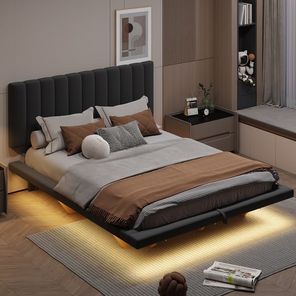 queen suspended bed with lights ,gray (incomplete one box only) (model similar from stock photo)