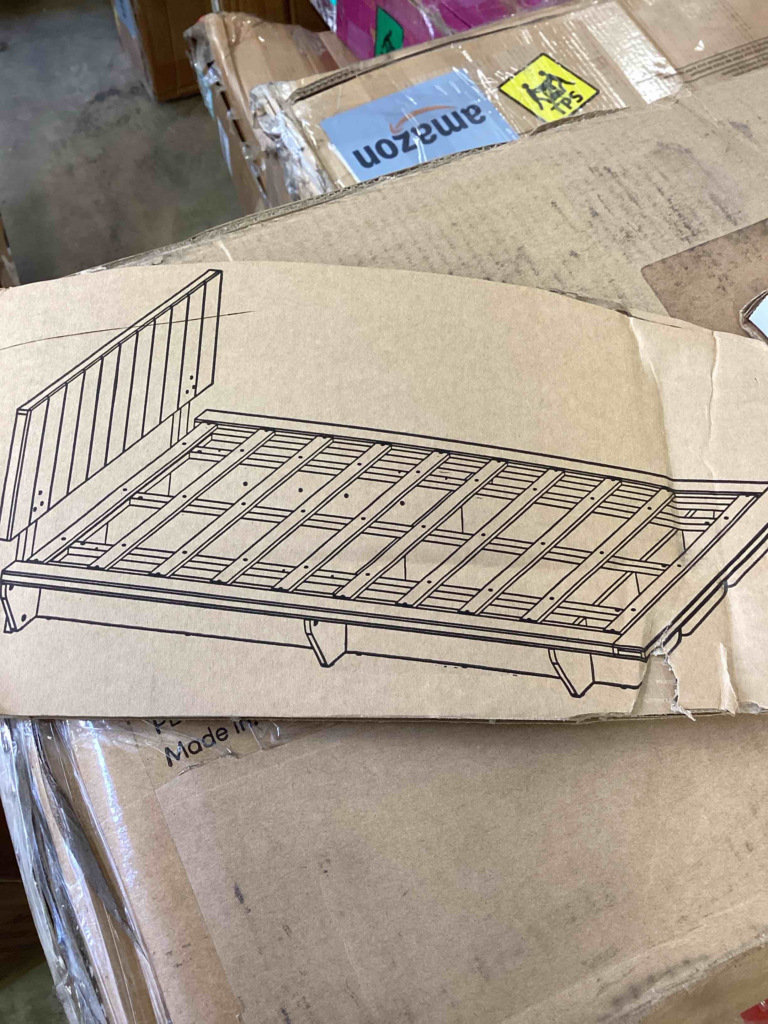 Condition photo showing Good Condition for queen suspended bed with lights ,gray (incomplete one box only) (model similar from stock photo)