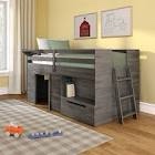 max & lily loft bed twin size, solid wood low loft bed with storage drawer and ladder, modern farmhouse loft bed for kids, driftwood (incomplete one box only)
