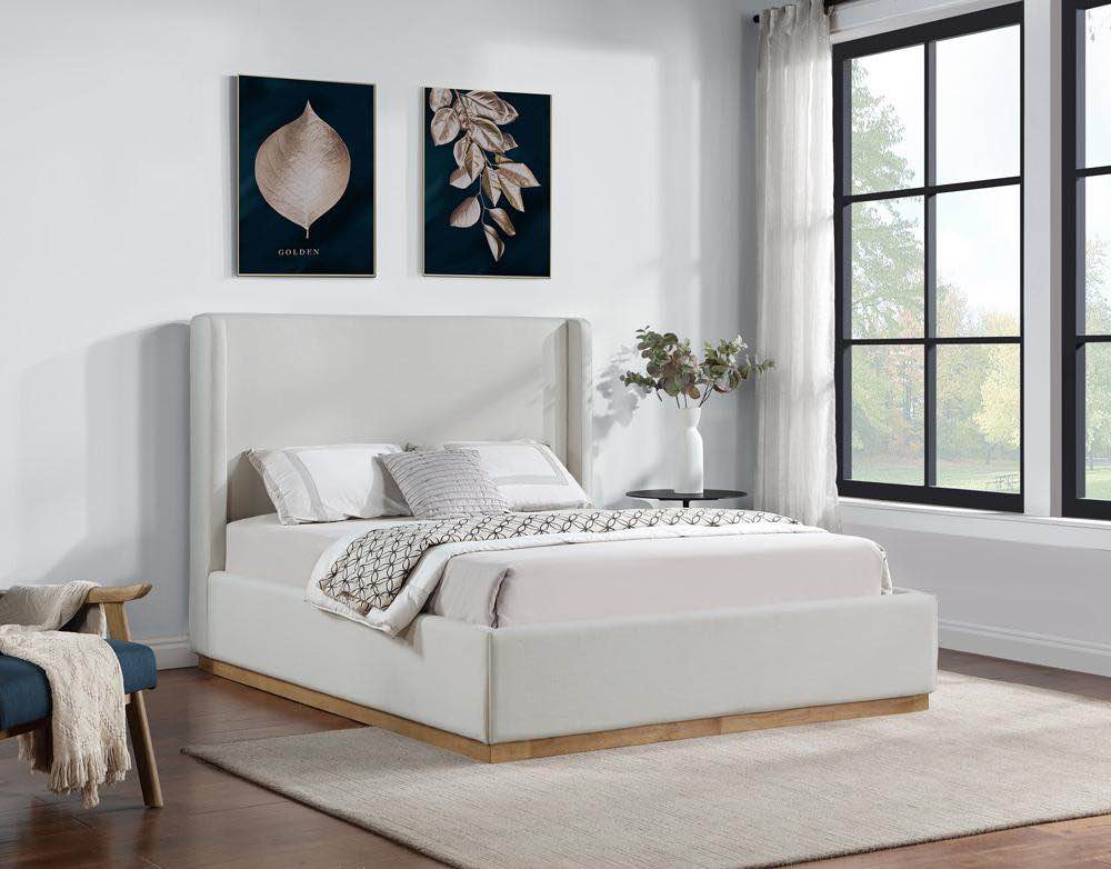 meridian furniture - flynn cream linen textured fabric king bed - flynncream-k (box 2 of 2 only)
