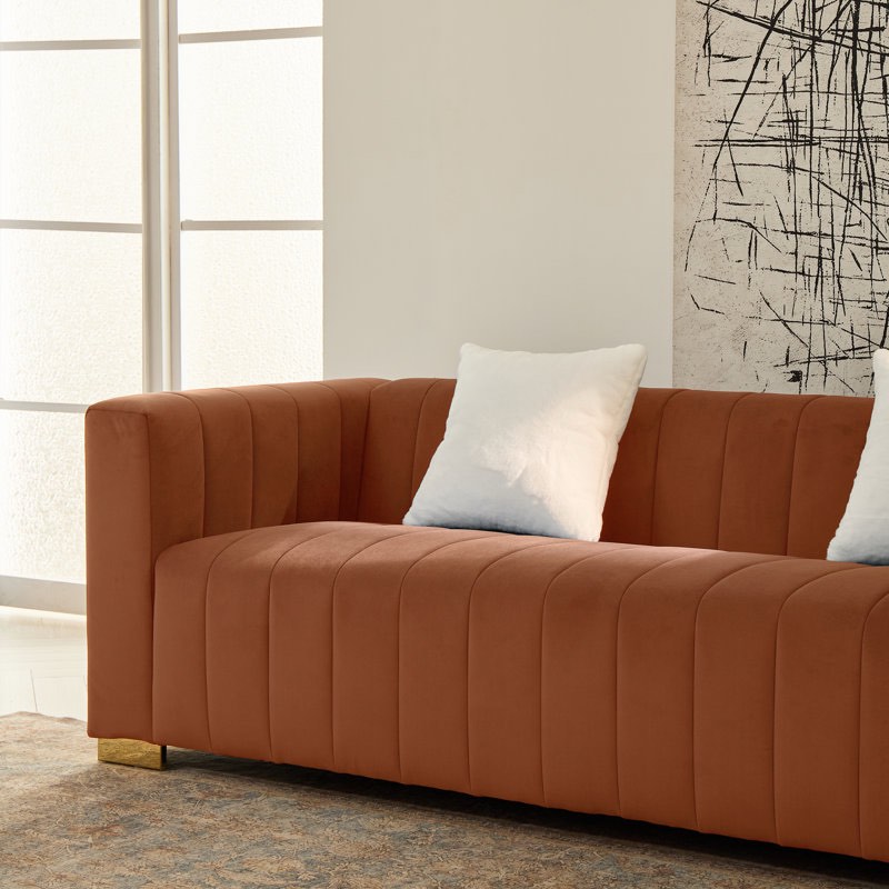 Mordecai Velvet Square Arm Sofa By Mercer41 (INCOMPLETE ONLY BACKREST) 