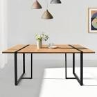 rectangular dining table, 59" wood grain kitchen & dining table with black metal legs (incomplete metal legs only) 