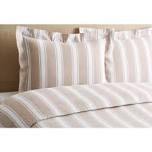 moomee 100% washed cotton duvet cover set tannish linen grey/ white classic stripes queen