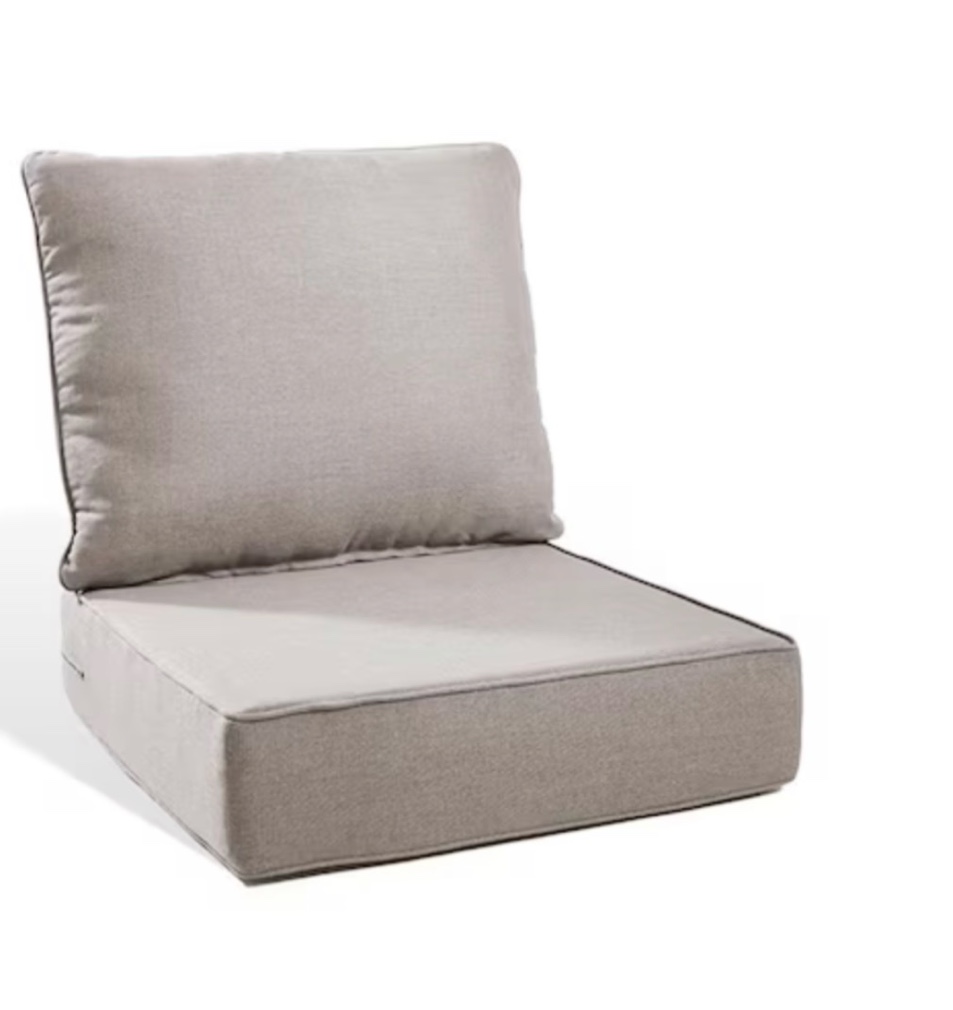 plushcore 22 in. x 24 in. x 6 in. 2-piece deep seating outdoor dining chair thick cushion set in beige (1-set) (only cover) 