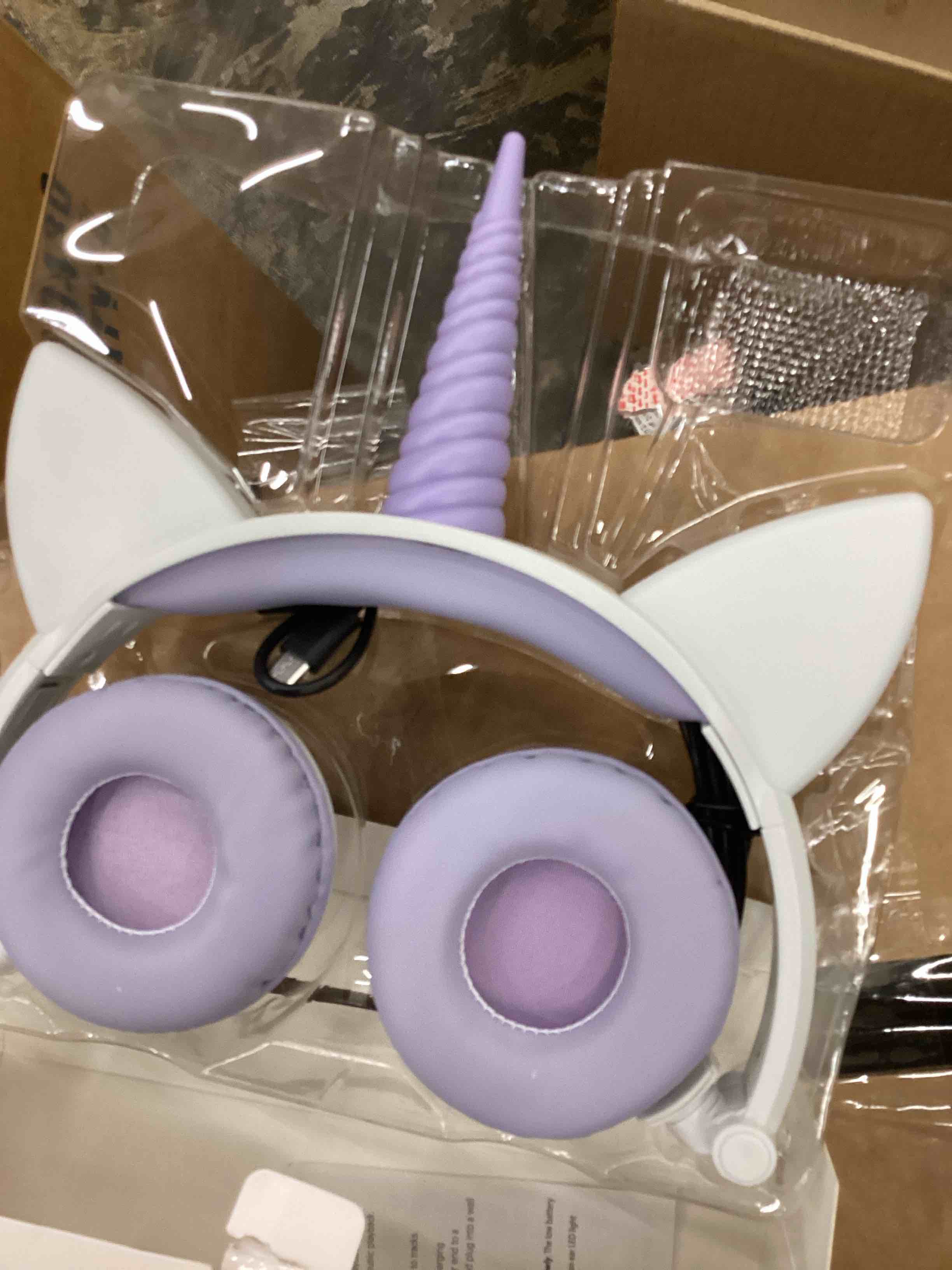 Condition photo showing As Is for art+sound led light up unicorn bluetooth wireless / wired headphones