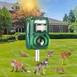 solar ultrasonic animal repellent outdoor,motion detection & led flashing strobes,deer repellent devices squirrel cat skunk rabbit raccoon deterrent,keep critter coyote away yard, farm, garden(green)