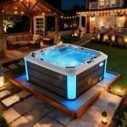 MONALISA 6-Person Massage Hot Tub, Single-Lounger Acrylic Outdoor Spa w/ Cover, Bluetooth, Ozonator, 35-Jet, LED light M-3530 By MONALISA