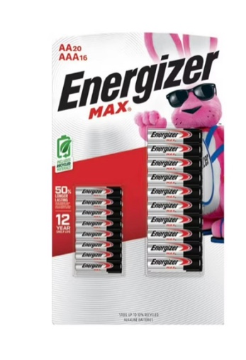 Energizer MAX Alkaline 20 AA + 16 AAA Batteries Combo Pack
