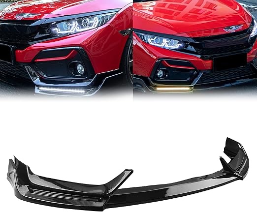 for Honda Civic Si Hatchback 2017-2021 2019 Car Front Bumper Spoiler Lip Kit Black Carbon Fiber Look