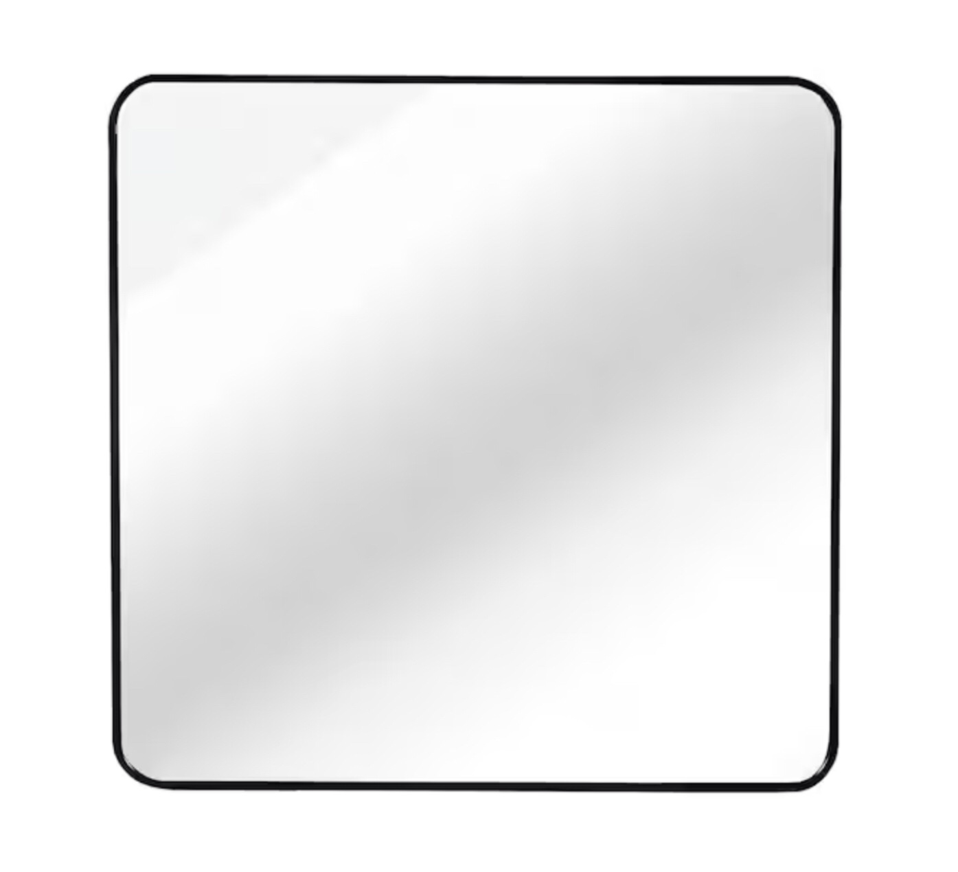 36 in. x 36 in. x 1.1 in. Black Modern Aluminum Alloy Framed Square Wall Mirror for Bathroom