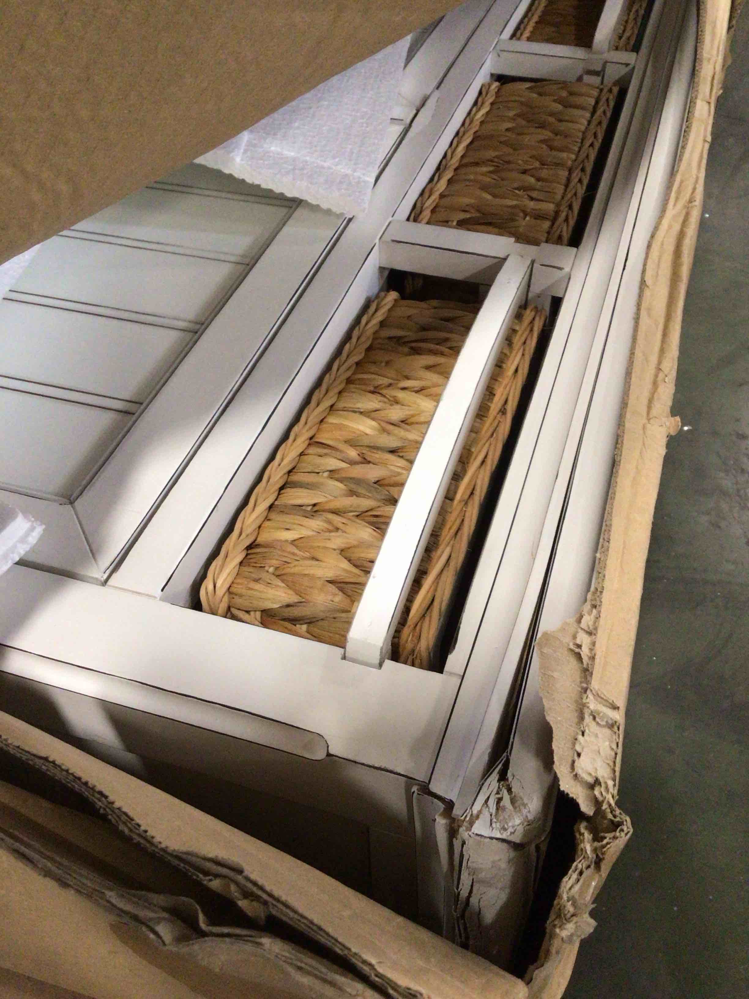 Condition photo showing As Is for monaco entry cabinets with baskets