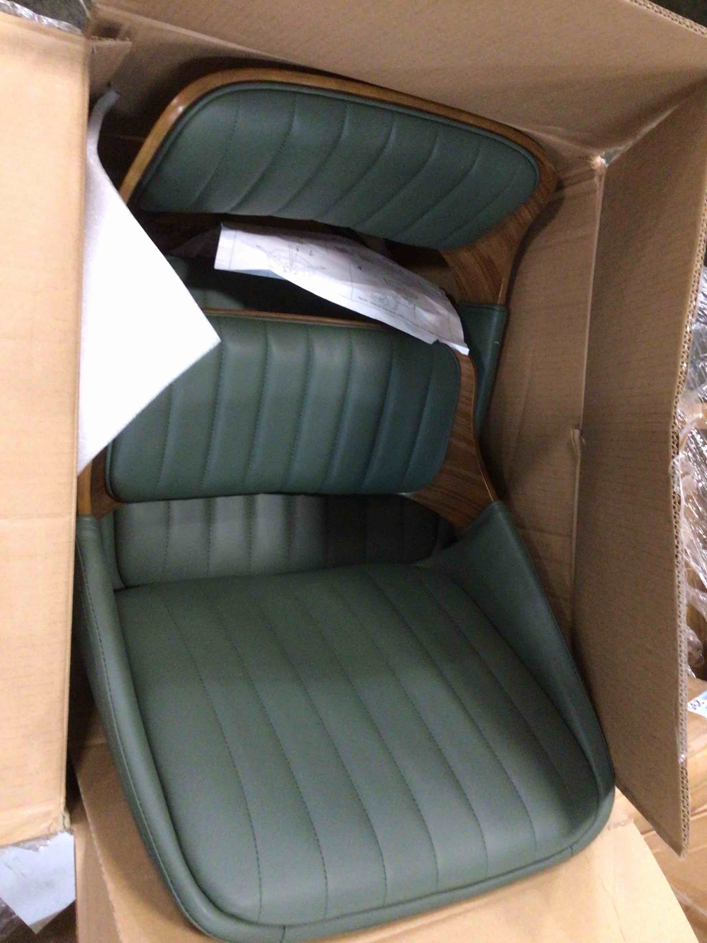 Condition photo showing Good Condition for lunling swivel bar stools,mid century modern green faux leather upholstered counter height barstools,kitchen island wooden bar chairs,25.6-inch armless counter stools with wood back and legs,1pcs