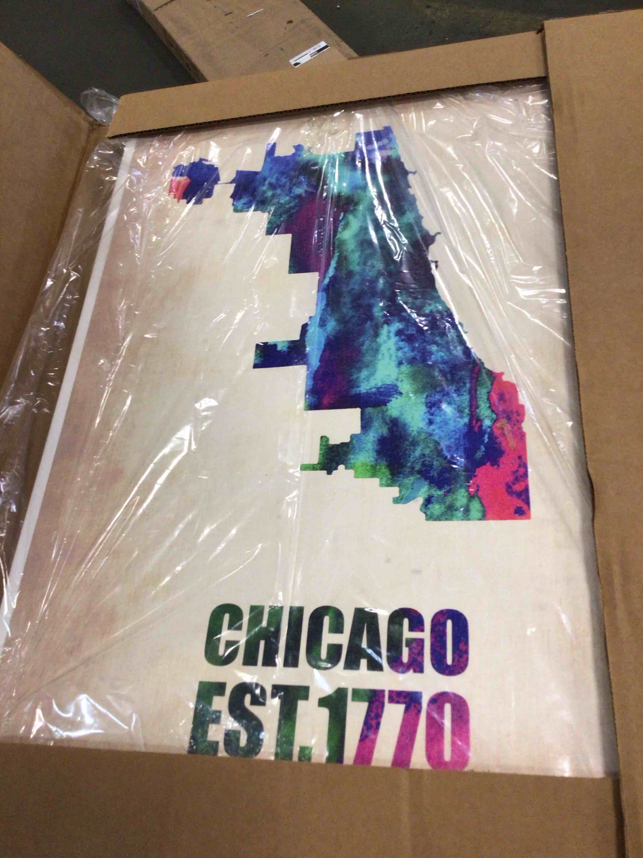 Condition photo showing New/Like New for trademark fine art chicago watercolor map by naxart canvas wall art, 18 by 24-inch
