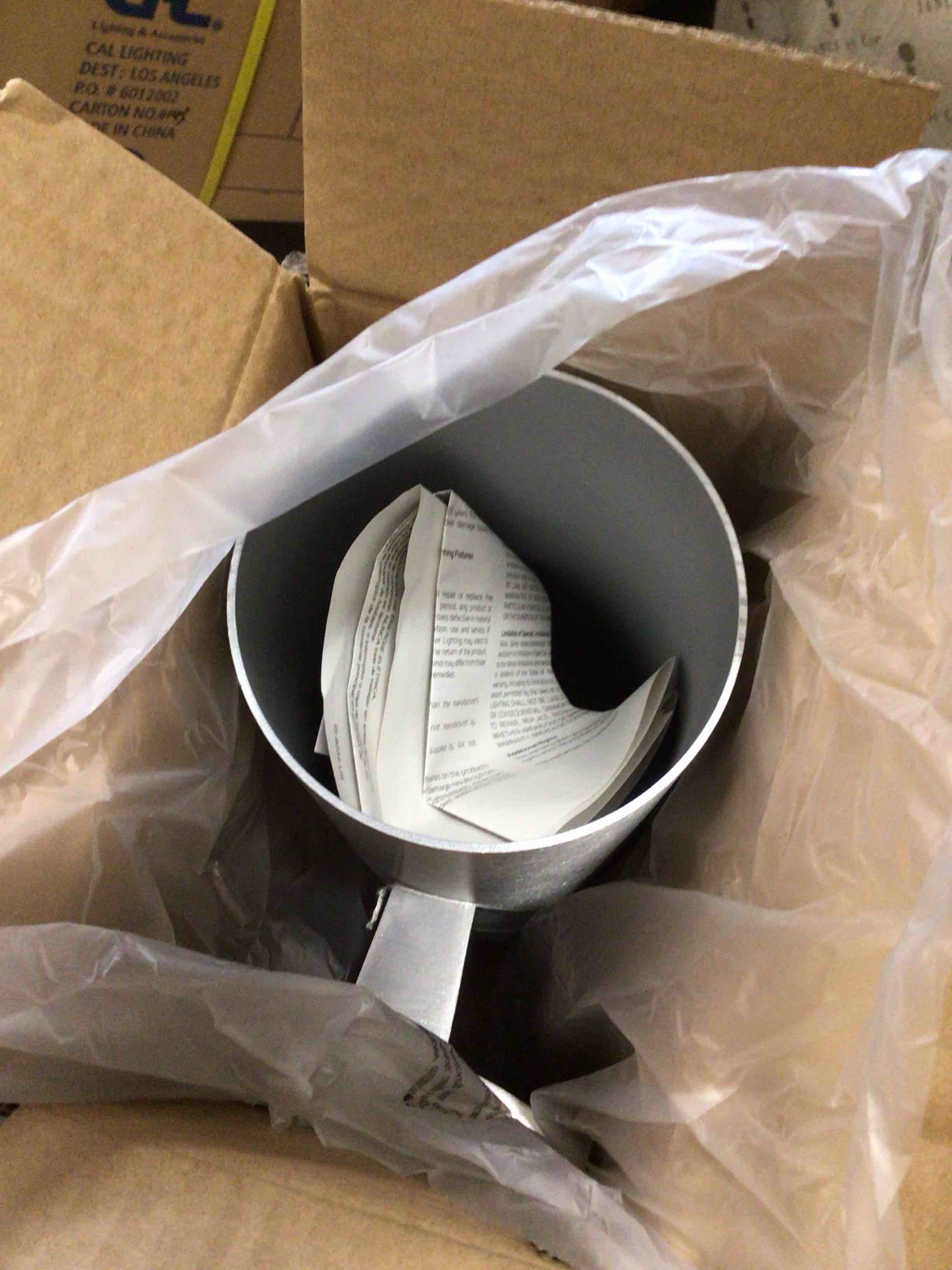 Condition photo showing New/Like New for kichler cylinders 12" 2-light cylinder outdoor wall sconce in brushed aluminum, (12" h x 4.75" w), 9244ba
