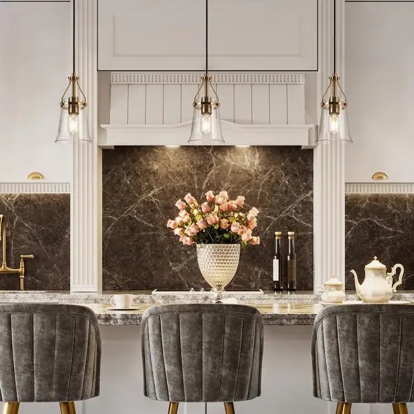 Haye Modern Gold 1-Light Mini Glass Pendant Light for Kitchen Island - D5.5" x H10"