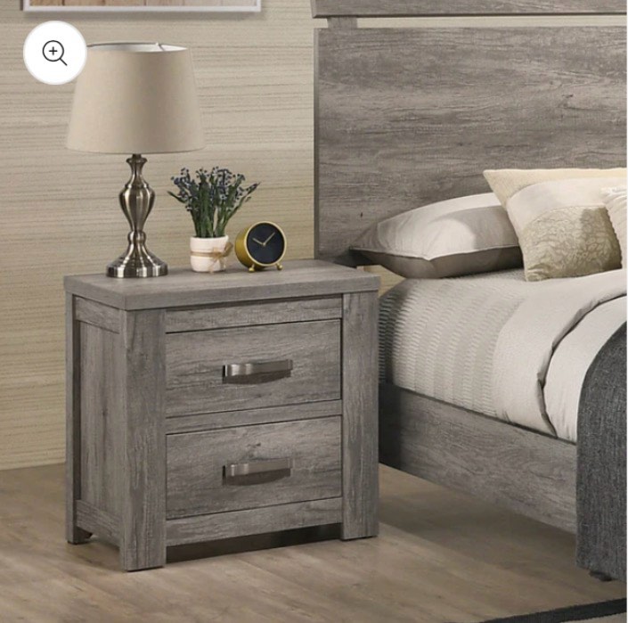 Floren Contemporary Weathered Gray Wood Two-Drawer Nightstand