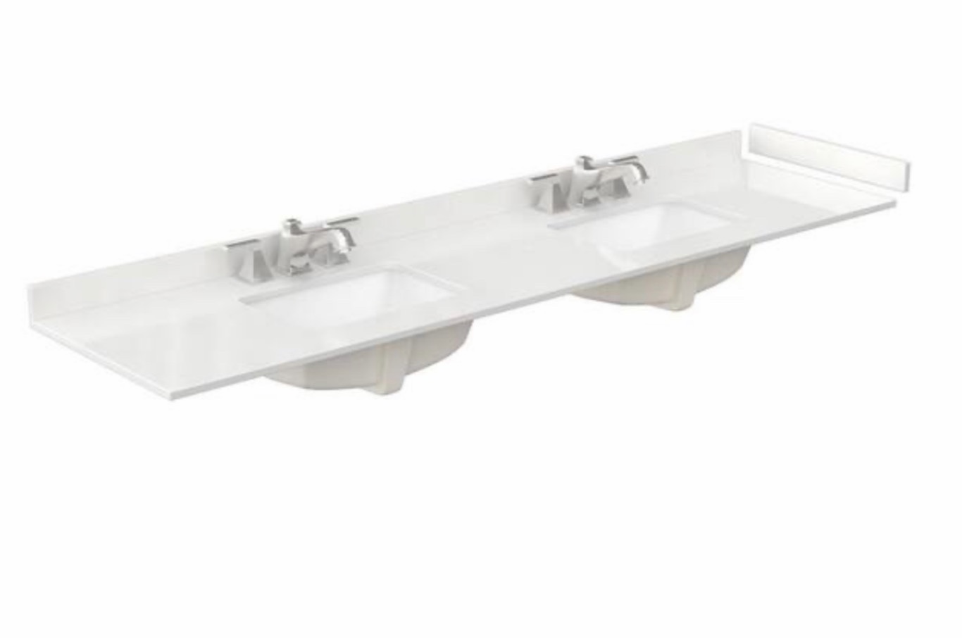 Beckett 84 in. Double Freestanding White Bath Vanity with White Quartz Top (Assembled)