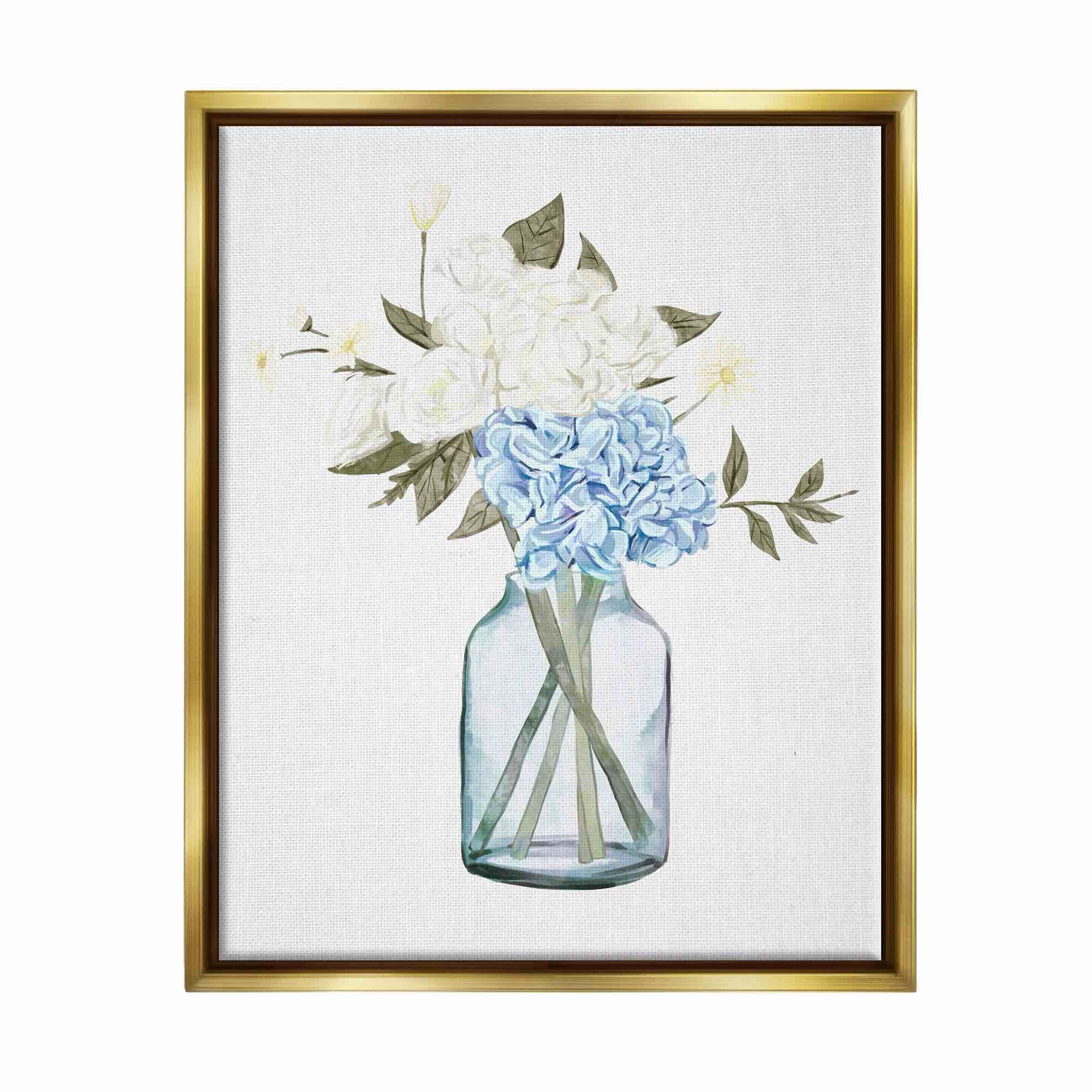 Blue Hydrangea Bunches Vase Framed
