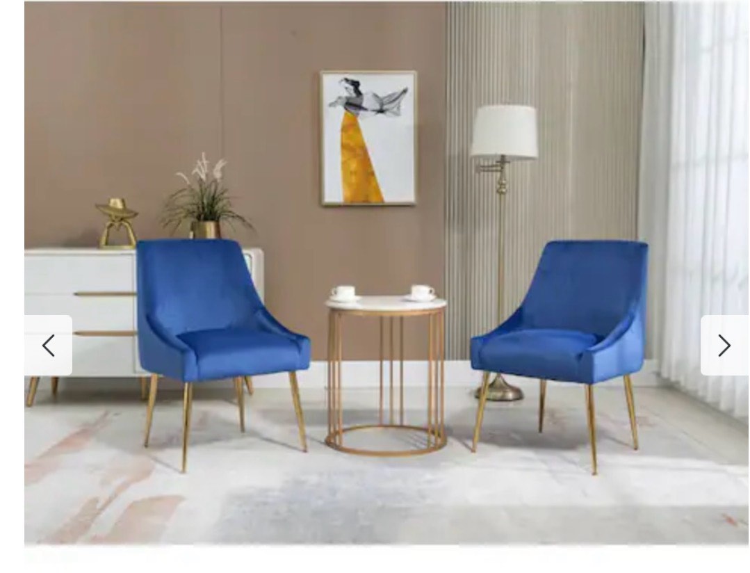Velvet Upholstered Wingback Parsons Chair ( set of 2)