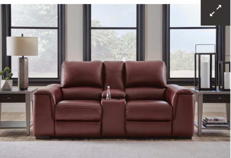 Alessandro Dual Power Leather Reclining Loveseat with Console
