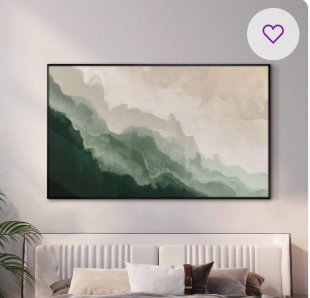 Soothing Abstract Ocean Waves Minimalist Green And beige extra large 