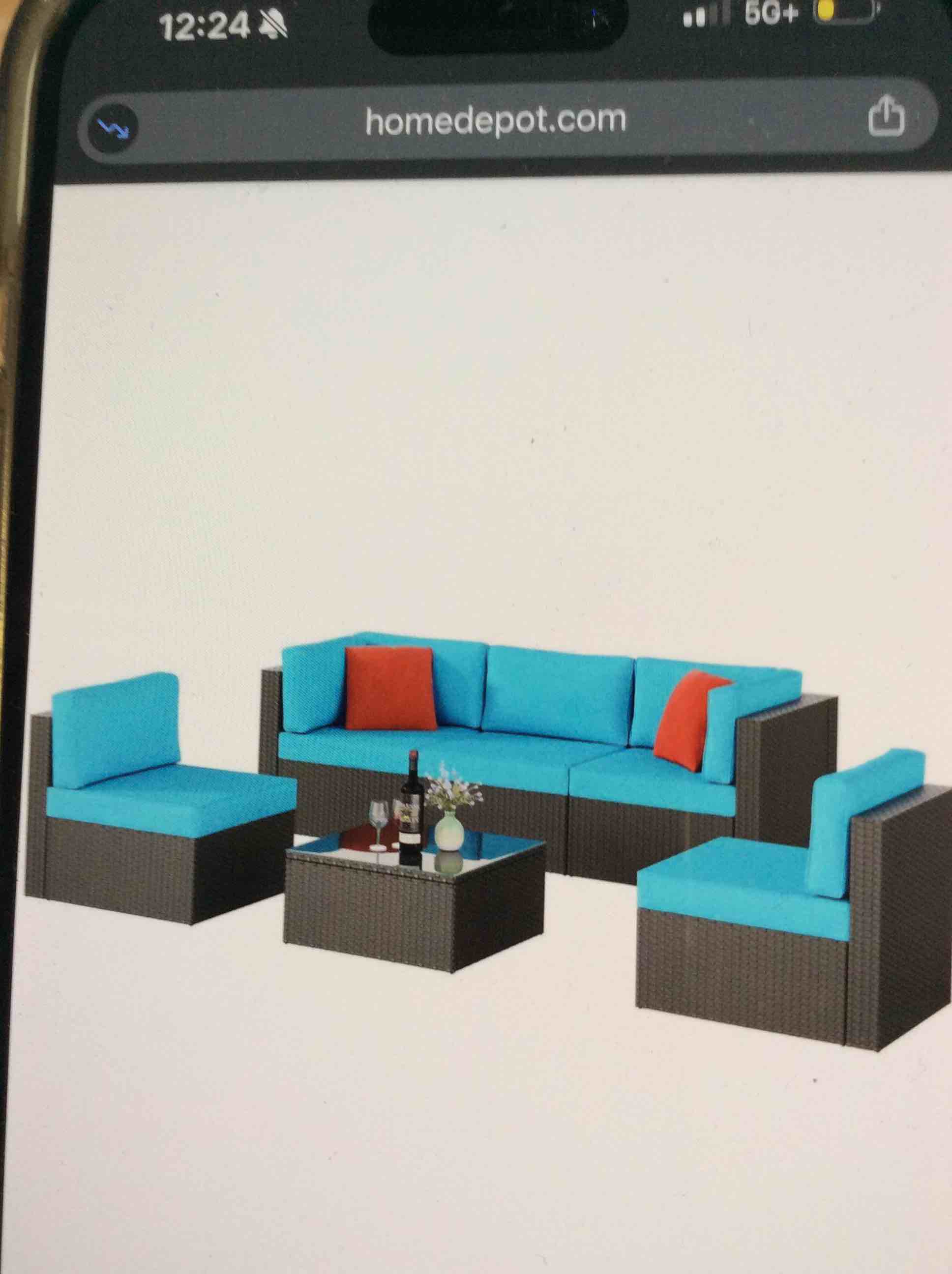 2 Piece Wicker Patio Conversation Set 