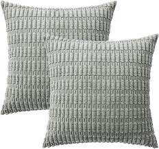 Pack of 2 Corduroy Decorative Throw Pillow Covers Soft Boho Striped Pillow Covers