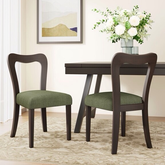 Dining Chair without Arm(dark brown+green) Set of 2 N771P254007L