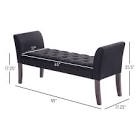55 inch  upholstered  Tufted bench with arms ,265 LB Capacity bedroom black 